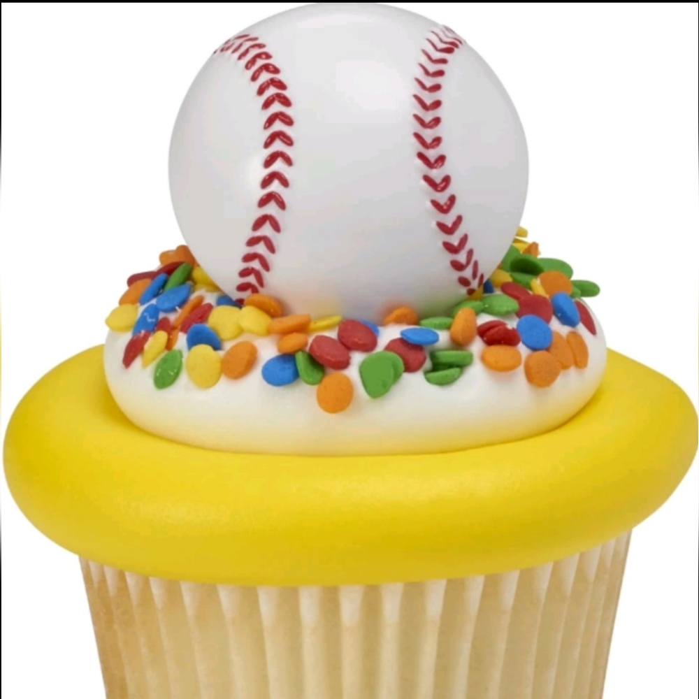 ❤️10/$10 Lots of 6 Cupcake Topper Rings, Baseball Cupcake Decorations